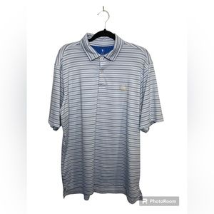 Fairway&Greene blue striped short sleeve golf polo shirt. Saucon Valley. XL